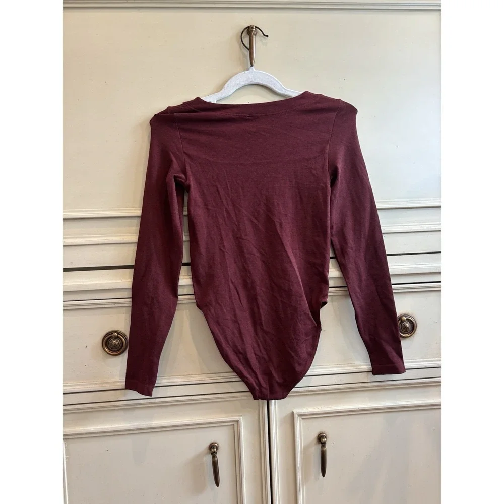 Wolford Shapewear Bodysuit‎ Berlin Maroon Red Long Sleeve XS NWT $220 Stretch